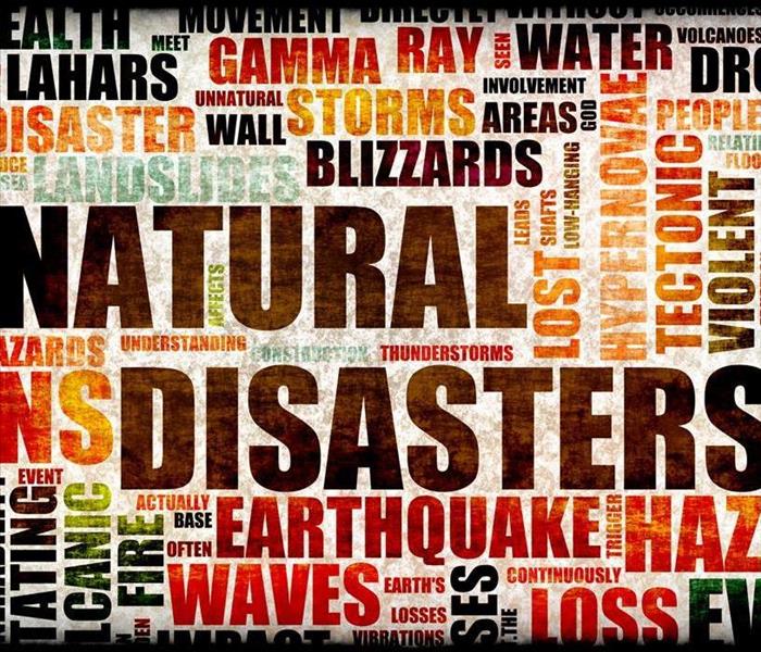 graphic of words related to natural disasters