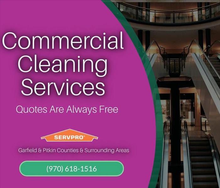 Commercial cleaning service Graphic with SERVPRO phone number