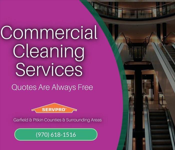 graphic commercial cleaning services image of mall escalator 